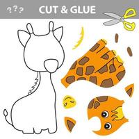 Cut and glue - Simple game for kids. Education paper game for children, Giraffe. vector