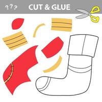 Cut and glue - Simple game for kids. Cut parts of Socks and glue them. vector