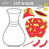 Cut and glue - Simple game for kids. Simple kid application with red vase vector