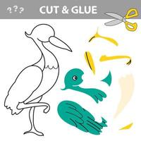 Cut and glue - Simple game for kids. Simple kid application with Heron Egret vector