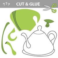 Cut and glue - Simple game for kids. Cut parts of Teapot and glue them vector