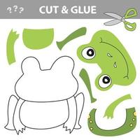 Cut and glue - Simple game for kids. Education paper game for children, Frog vector