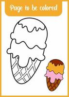 coloring book for kid. coloring cute ice cream. vector
