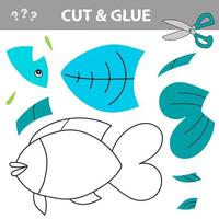 Cut and glue - Simple game for kids. Paper game for kids. Simple kid with Fish vector