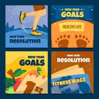 New Year Resolution Social Media Posts vector