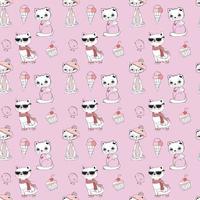 Cats Seamless Pattern Design vector