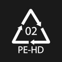 High-density Polyethylene 02 PE-HD Black Icon Symbol