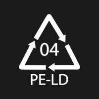 pe-ld 04 código de reciclaje símbolo negro. Signo de polietileno de baja densidad de vector de reciclaje de plástico.