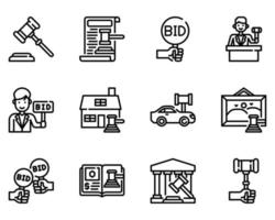 icono de esquema de subasta y símbolo para sitio web, aplicación vector