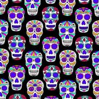 Sugar skulls seamless pattern. Traditional mexican ornament vector illustration. Day of the dead symbol.