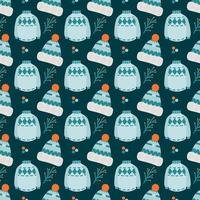 winter seamless pattern sweater and beanie vector