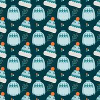 winter seamless pattern sweater and beanie vector