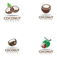 Diseño de ilustración de logotipo de coco verde, plantilla de naturaleza vector