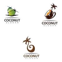 Green Coconut Logo Illustration design, nature template vector