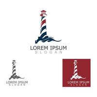 Lighthouse beacon tower logo vector illustration design, vintage symbol