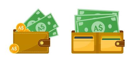 Wallet with Australian Dollar Money vector