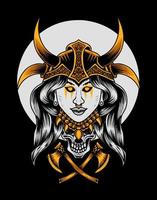 illustration vector viking woman head