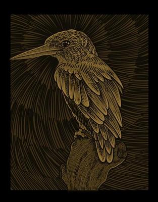 illustration vintage beautiful bird with engraving style