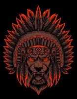 illustration vector indian apache lion head
