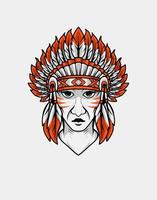 illustration vector indian apache head