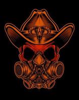 illustration vector cowboy skull with mask