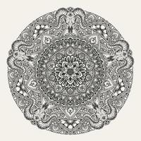 elegante círculo mandala con calavera de cabra sobre fondo blanco vector