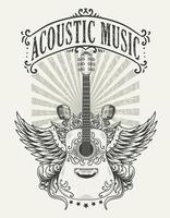 illustration vector acoustic guitar pattern logo