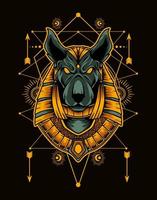 illustration anubis head with sacred geometry vector