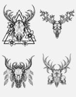 set illustration deer skull head vector