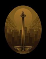 Illustration Monas jakarta landmark icon on black background vector