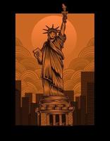 illustration vintage liberty statue with retro style vector