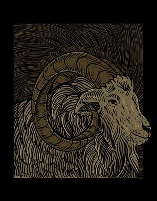 illustration vintage goat with engraving style