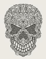 ilustración, vector, cráneo, ornamento, patrón, estilo vector