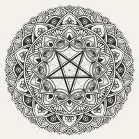 elegante círculo mandala con símbolo de pentagrama sobre fondo blanco vector