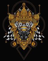 Ilustración cabeza de barong con geometría sagrada vector