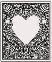 Vintage ornament Love flame black and white color vector