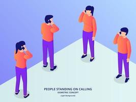 people call use smartphone with various position man and woman with isometric flat style vector