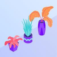 various floral or plant set collection with modern color and isometric style