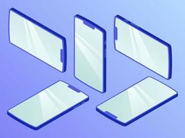 smartphone set collection with various view isometric style vector