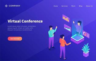 virtual conference with hologram technology future for website template or landing homepage