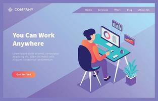 home office work from anywhere for website template or landing homepage