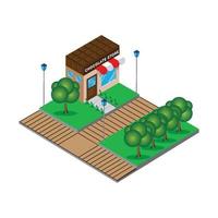 Chocolate store with isometric design style vector design illustration