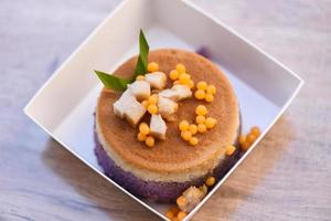 Cake top view sweets desserts ,Thai Mung Bean Custard, homemade cake in box photo