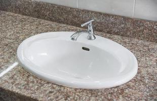 wash basin, interior of bathroom with washbasin and faucet. Bathroom interior sink with modern design in luxury at home photo