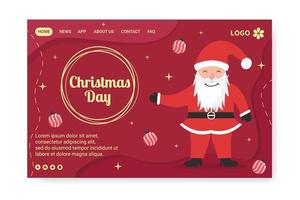 Merry Christmas Day Landing Page Template Flat Design Illustration Editable of Square Background Suitable for Social media, Card, Greetings and Web Internet Ads vector