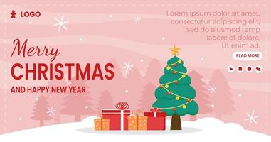 Merry Christmas Day Post Template Flat Design Illustration Editable of Square Background Suitable for Social media, Card, Greetings and Web Internet Ads vector