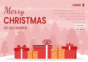 Merry Christmas Day Brochure Template Flat Design Illustration Editable of Square Background Suitable for Social media, Card, Greetings and Web Internet Ads vector