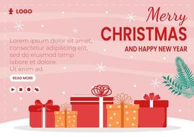 Merry Christmas Day Brochure Template Flat Design Illustration Editable of Square Background Suitable for Social media, Card, Greetings and Web Internet Ads vector