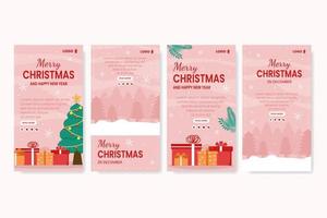 Merry Christmas Day Stories Template Flat Design Illustration Editable of Square Background Suitable for Social media, Card, Greetings and Web Internet Ads vector