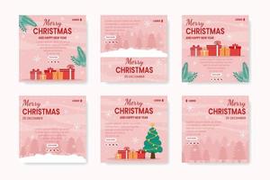 Merry Christmas Day Post Template Flat Design Illustration Editable of Square Background Suitable for Social media, Card, Greetings and Web Internet Ads vector